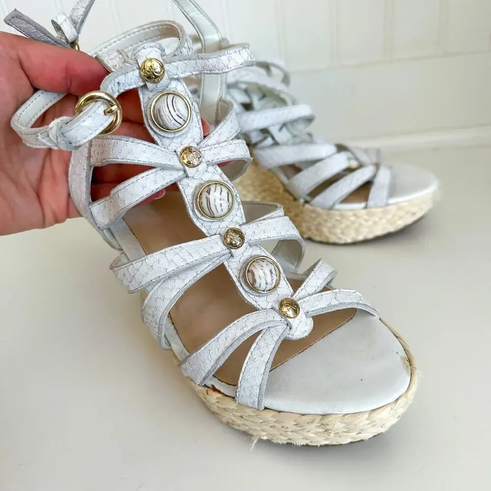 Guess White Wedge Sandals